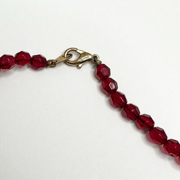 Vintage Red Beaded Necklace Wine Beads Scarlet Red Beads - Picture 3 of 10